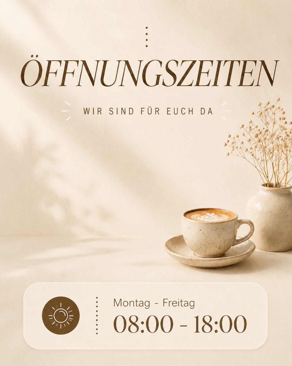 Kaffeetasse und Vase auf hellem Tisch
