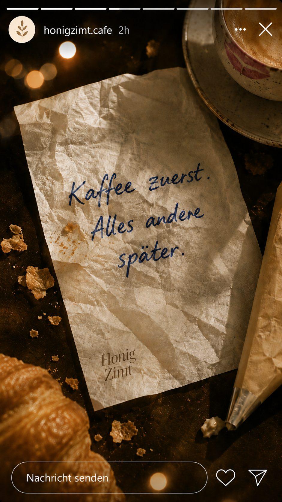 Notiz mit Kaffee zuerst, alles andere später